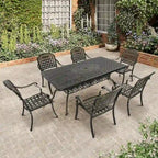 Clihome 7 Piece Patio Cast Aluminum Outdoor Dining Set in Bronze