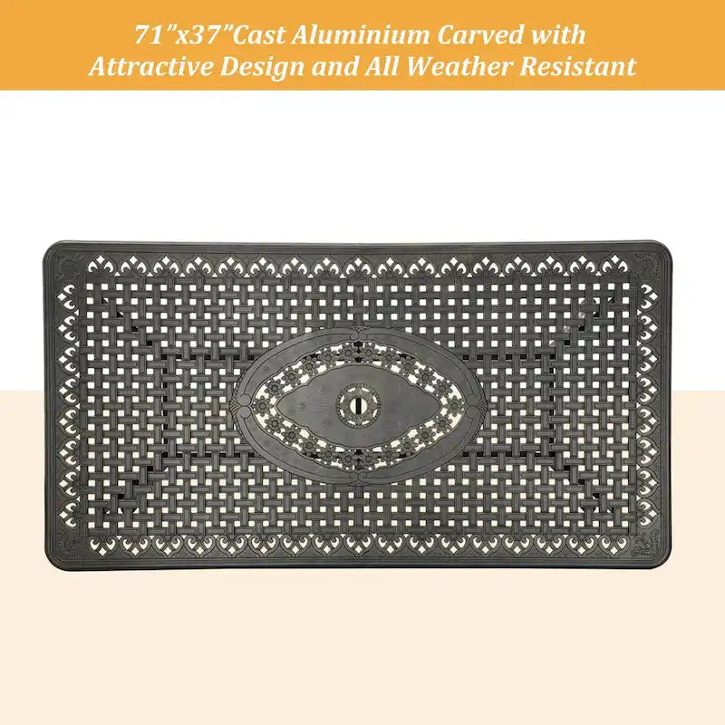 Ensemble de salle à manger d'extérieur 7 pièces en aluminium coulé bronze Clihome pour terrasse