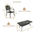 Ensemble de salle à manger d'extérieur 7 pièces en aluminium coulé bronze Clihome pour terrasse