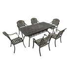 Ensemble de salle à manger d'extérieur 7 pièces en aluminium coulé bronze Clihome pour terrasse