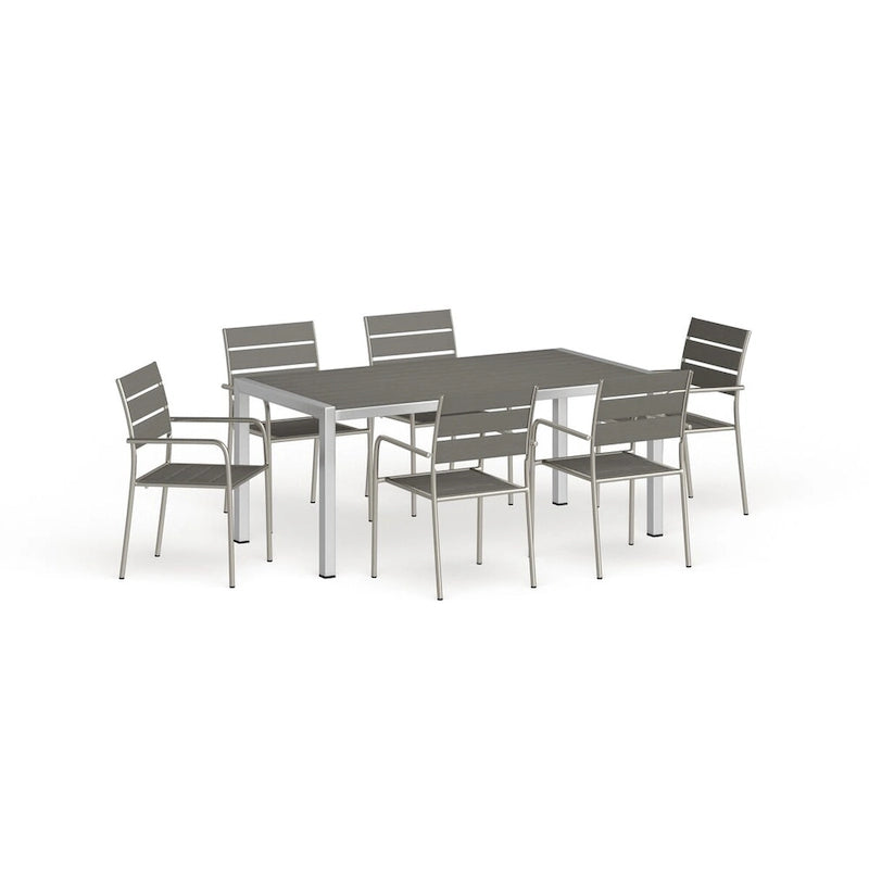 Ensemble de salle à manger d'extérieur 7 pièces en aluminium Shore