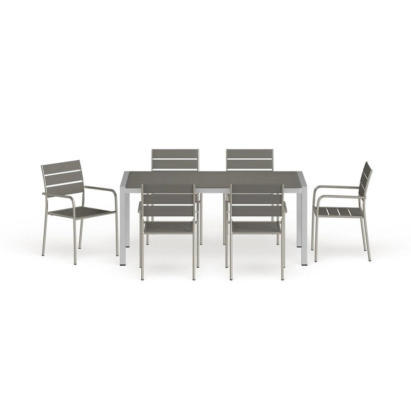Ensemble de salle à manger d'extérieur 7 pièces en aluminium Shore
