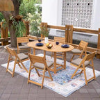 Ensemble de salle à manger d'extérieur pliant 7 pièces Cambridge Casual Miami en teck avec coussins d'assise Sunbrella