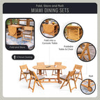 Ensemble de salle à manger d'extérieur pliant 7 pièces Cambridge Casual Miami en teck avec coussins d'assise Sunbrella