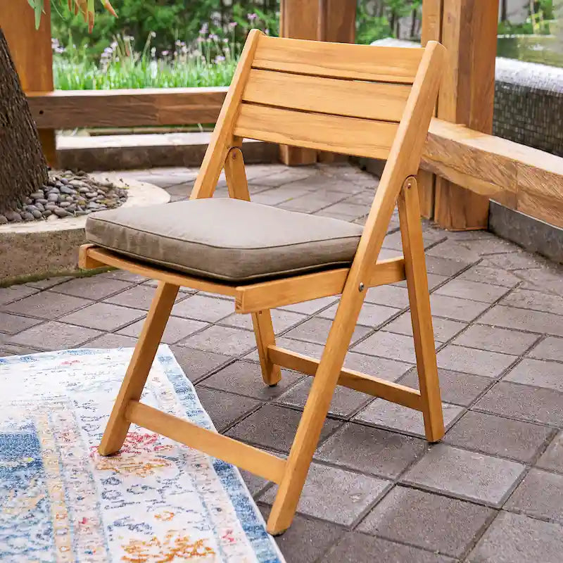 Ensemble de salle à manger d'extérieur pliant 7 pièces Cambridge Casual Miami en teck avec coussins d'assise Sunbrella