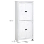 Meuble de cuisine autoportant en bois blanc avec 4 portes et 2 étagères réglables