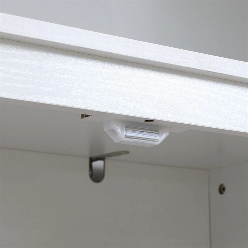 Meuble de cuisine autoportant en bois blanc avec 4 portes et 2 étagères réglables