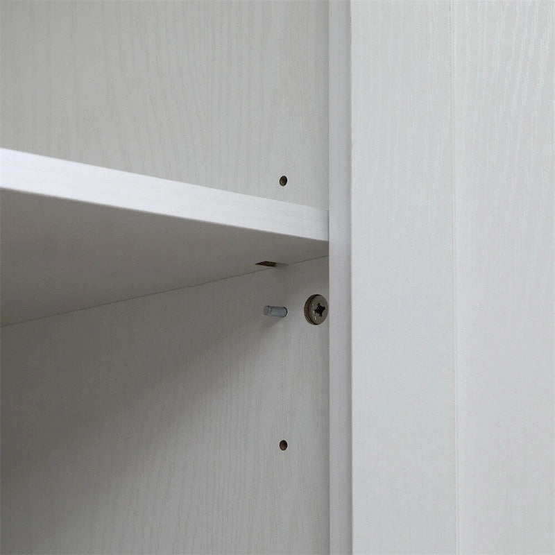 Meuble de cuisine autoportant en bois blanc avec 4 portes et 2 étagères réglables