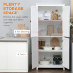Meuble de cuisine autoportant en bois blanc avec 4 portes et 2 étagères réglables