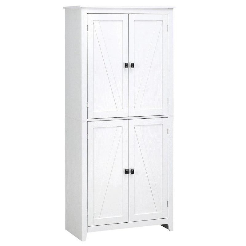 Meuble de cuisine autoportant en bois blanc avec 4 portes et 2 étagères réglables