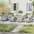 Ensemble de conversation LIVOOSUN de 8 meubles de patio en rotin gris