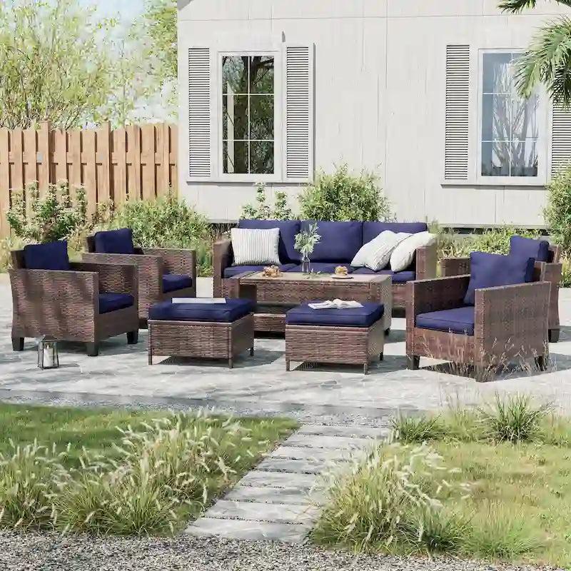 Ensemble de conversation LIVOOSUN de 8 meubles de patio en rotin gris