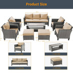 Ensemble de conversation LIVOOSUN de 8 meubles de patio en rotin gris