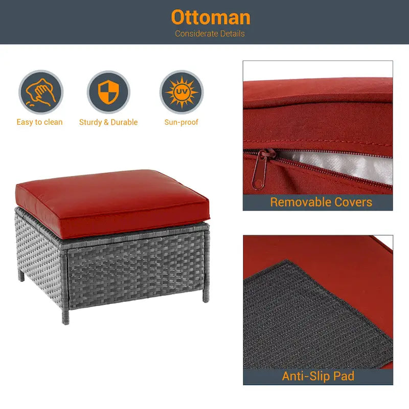 Ensemble de conversation LIVOOSUN de 8 meubles de patio en rotin gris