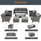 Ensemble de conversation LIVOOSUN de 8 meubles de patio en rotin gris