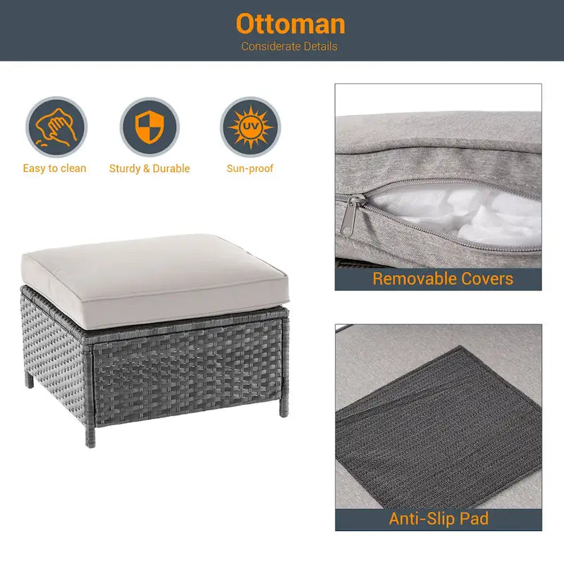 Ensemble de conversation LIVOOSUN de 8 meubles de patio en rotin gris