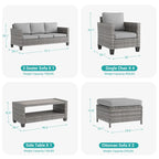 Ensemble de conversation LIVOOSUN de 8 meubles de patio en rotin gris