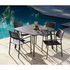 Ensemble de salle à manger de terrasse 5 pièces en carbone Eila par Havenside Home