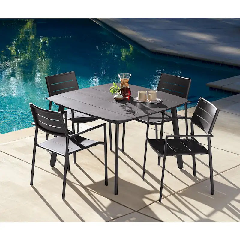 Ensemble de salle à manger de terrasse 5 pièces en carbone Eila par Havenside Home