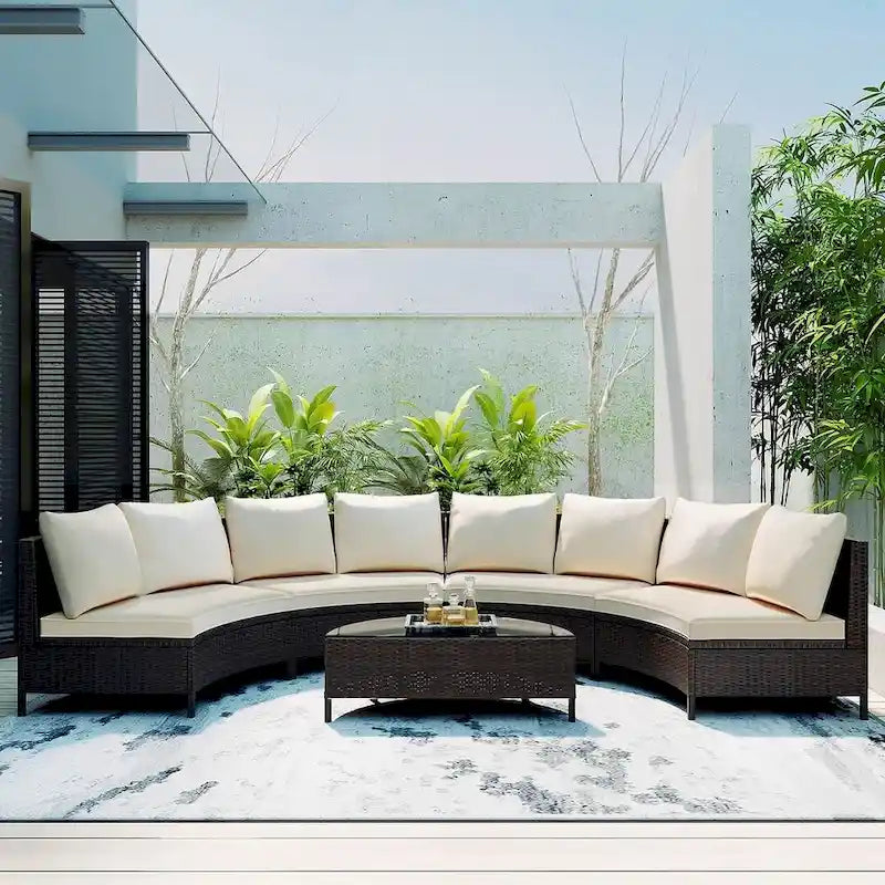 Ensemble de mobilier de jardin en forme de U de 5 pièces