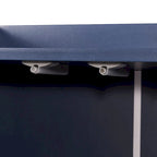 Bahut/Buffet 4 portes en panneaux de particules noir/bleu marine/blanc avec portes à ouverture par poussée et pieds en métal doré