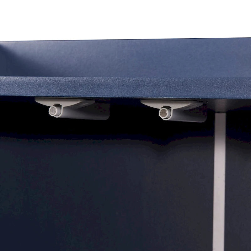 Bahut/Buffet 4 portes en panneaux de particules noir/bleu marine/blanc avec portes à ouverture par poussée et pieds en métal doré