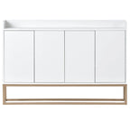 Bahut/Buffet 4 portes en panneaux de particules noir/bleu marine/blanc avec portes à ouverture par poussée et pieds en métal doré