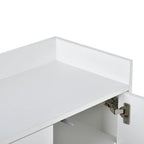 Bahut/Buffet 4 portes en panneaux de particules noir/bleu marine/blanc avec portes à ouverture par poussée et pieds en métal doré