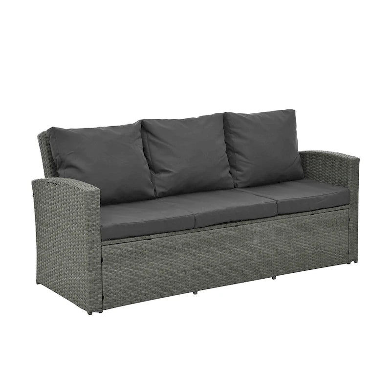Mobilier de patio, Mobilier de jardin, Mobilier de jardin en rotin PE saisonnier, Mobilier en rotin 5 pièces avec plateau de table en verre trempé