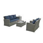Mobilier de patio, Mobilier de jardin, Mobilier de jardin en rotin PE saisonnier, Mobilier en rotin 5 pièces avec plateau de table en verre trempé