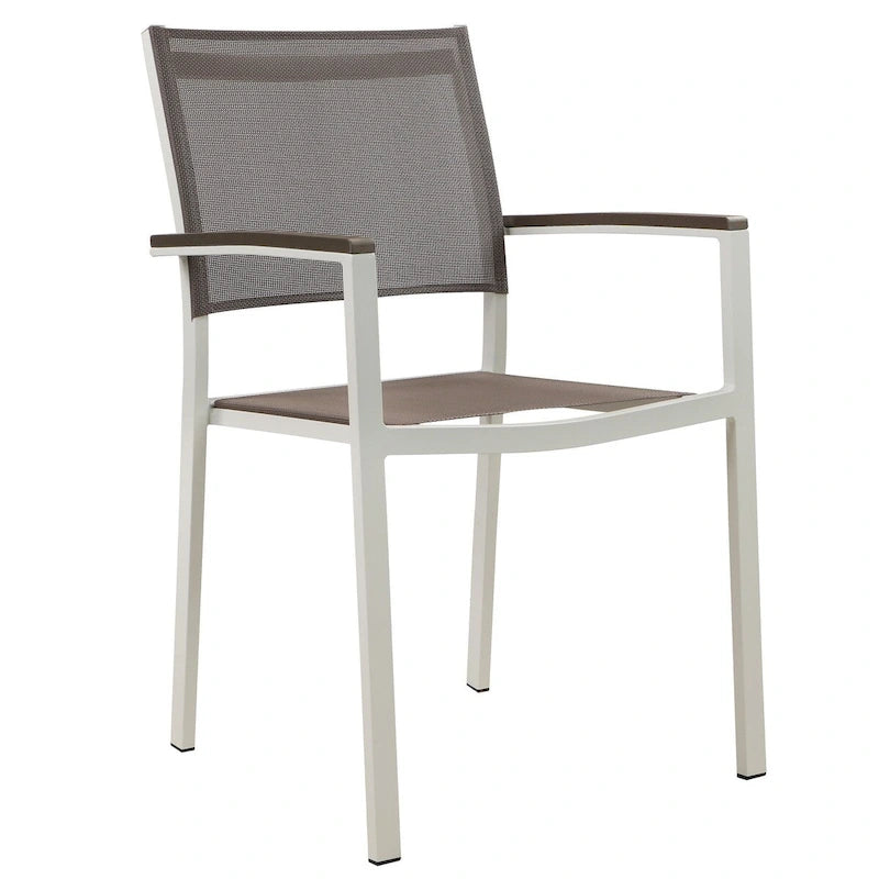 Lot de 6 chaises de salle à manger Fifi 21 pouces, structure en aluminium, tissu Textilène gris