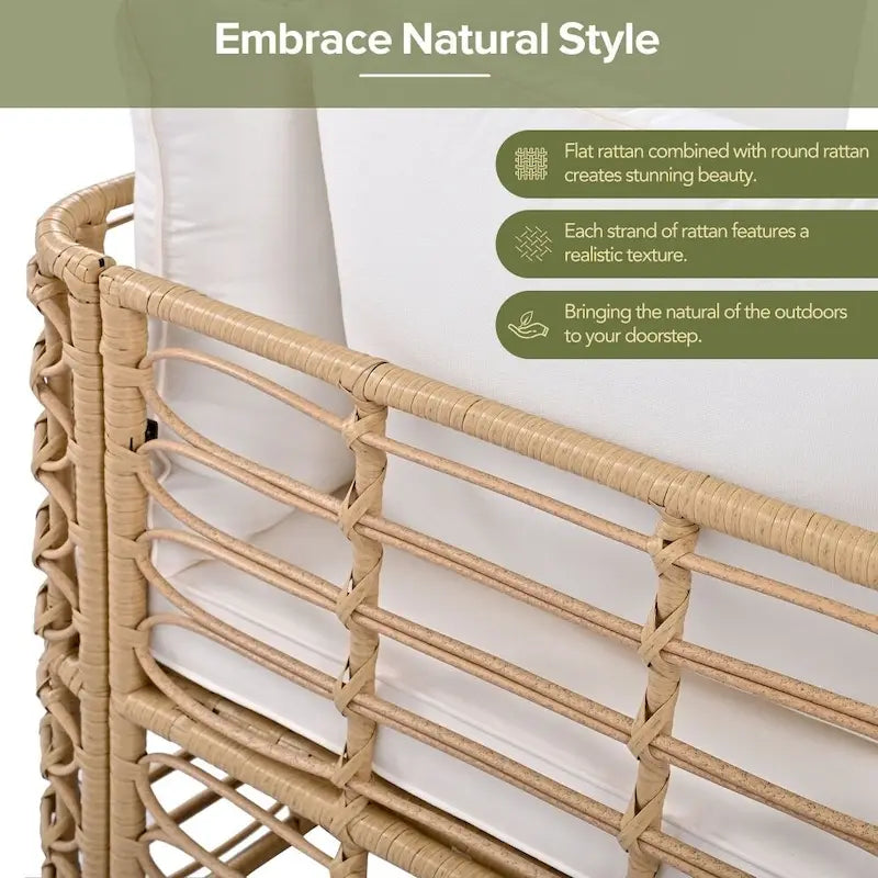 Ensemble de canapé d'angle de patio extérieur 7 pièces en rotin toutes saisons