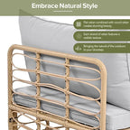 Ensemble de canapé d'angle de patio extérieur 7 pièces en rotin toutes saisons