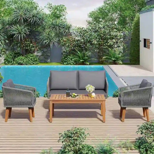 Ensemble de conversation de 4 pièces pour patio extérieur