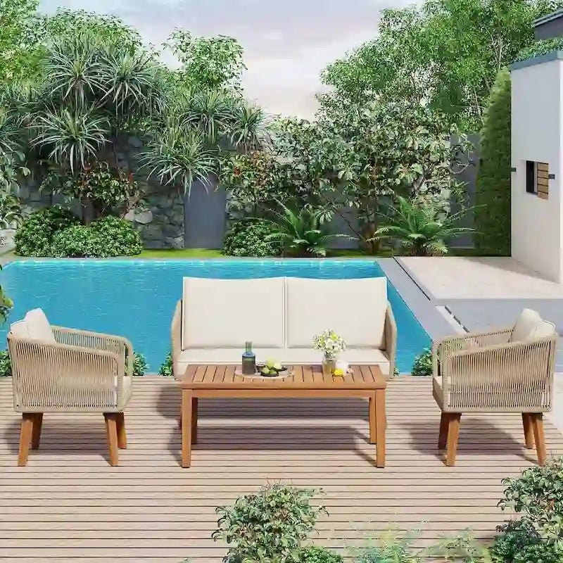 Ensemble de conversation de 4 pièces pour patio extérieur