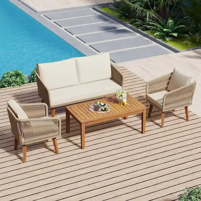 Ensemble de conversation de 4 pièces pour patio extérieur