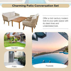 Ensemble de conversation de 4 pièces pour patio extérieur