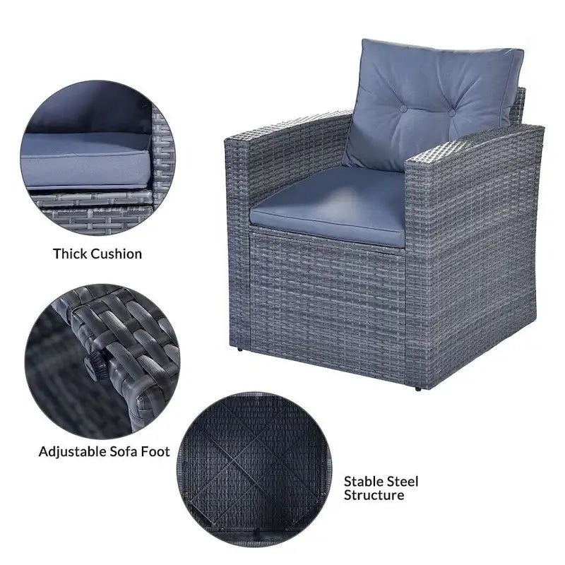 Ensemble de patio extérieur de 6 pièces, salon de jardin pour 7 personnes