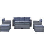 Ensemble de patio extérieur de 6 pièces, salon de jardin pour 7 personnes