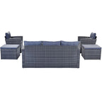 Ensemble de patio extérieur de 6 pièces, salon de jardin pour 7 personnes