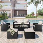 Ensemble de patio extérieur de 6 pièces, salon de jardin pour 7 personnes