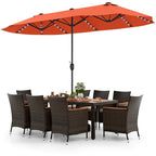Ensemble de salle à manger de patio 11 pièces, mobilier d'extérieur en rotin avec parasol de 4,5 m