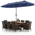 Ensemble de salle à manger de patio 11 pièces, mobilier d'extérieur en rotin avec parasol de 4,5 m
