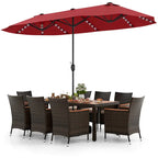 Ensemble de salle à manger de patio 11 pièces, mobilier d'extérieur en rotin avec parasol de 4,5 m