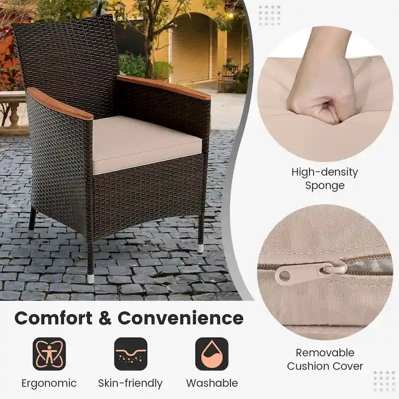 Ensemble de salle à manger de patio 11 pièces, mobilier d'extérieur en rotin avec parasol de 4,5 m
