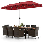 Ensemble de salle à manger de patio 11 pièces, mobilier d'extérieur en rotin avec parasol de 4,5 m