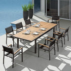 HIGOLD - Ensemble de salle à manger escamotable Heck 9 pièces pour 8 personnes, en teck de qualité A, aluminium spatial, anthracite mat