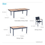 HIGOLD - Ensemble de salle à manger escamotable Heck 9 pièces pour 8 personnes, en teck de qualité A, aluminium spatial, anthracite mat