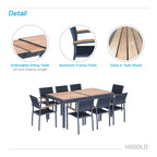 HIGOLD - Ensemble de salle à manger escamotable Heck 9 pièces pour 8 personnes, en teck de qualité A, aluminium spatial, anthracite mat
