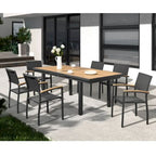 HIGOLD - Ensemble de salle à manger escamotable Heck 9 pièces pour 8 personnes, en teck de qualité A, aluminium spatial, anthracite mat